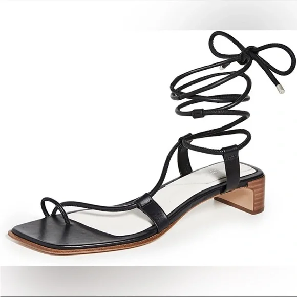 NWT rag & bone Cindy Tie Open Toe Wrap Sandals in Black Size 9/39